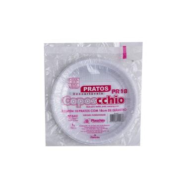 Imagem de Prato Descartável Coposcchio Nº18 com 10 Unidades Branco