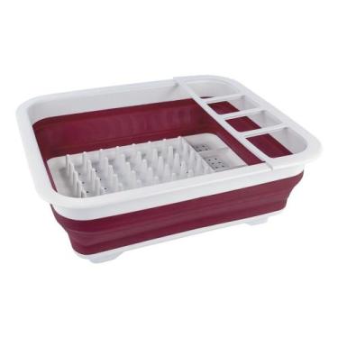 Imagem de Escorredor De Pratos Euro Home Retrátil Polipropileno Vermelho