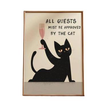 Imagem de Pôster De Arte De Gato Preto Em Tela, Decoração Moderna Para Banheiro,