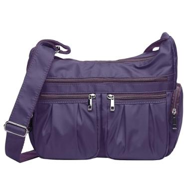 Imagem de VOLGANIK ROCK Bolsas transversais para mulheres, bolsas de ombro, leve, impermeável, nylon, bolsa de viagem, cadernos de bolso femininos, Roxa