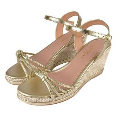 Imagem de Sandália Anabela Feminina CM Calçados Salto Plataforma Juta Nó Confort-Feminino