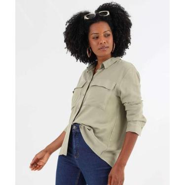 Imagem de Camisa Feminina Manga Longa Bolsos Marisa Bege-58323, Bege, M