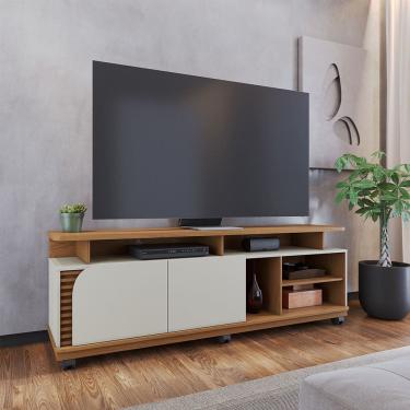 Imagem de Rack Bancada Jurerê 1.8 para Sala de TV até 75 Polegadas Freijó Off White Matte Colibri