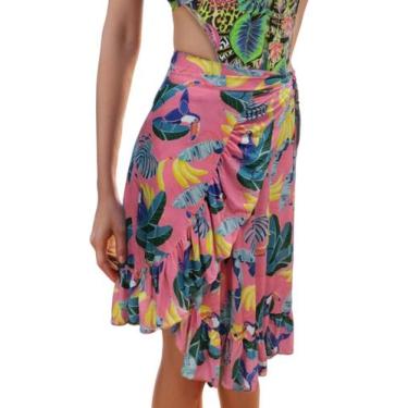 Imagem de Saída De Praia Feminina Estilo Saia Estampada - Missatti, Rosa, M