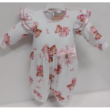 Imagem de Macacão Suedine Longo Luxo Bebê Menina Estampado Lessa B9089 - Lessa K