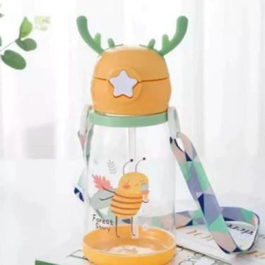 Imagem de Garrafa Infantil com Tampa e Canudo e Alça - Sann Variedades , Amarelo
