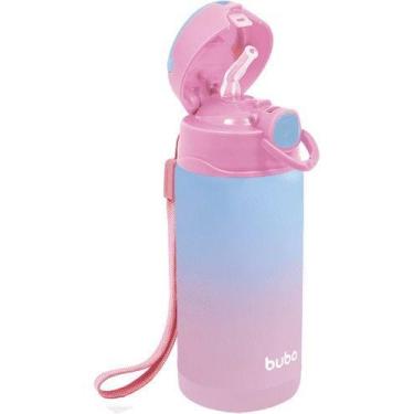 Imagem de Garrafa Com Canudo De Silicone Buba Térmica Inox Cor: Degradê Rosa e L