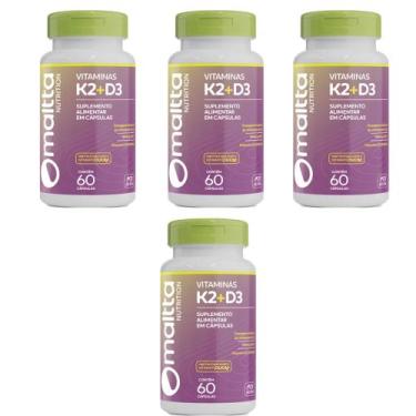 Imagem de Kit 4 Vitamina K2 + D3 4x60 cápsulas Maltta, Sem sabor