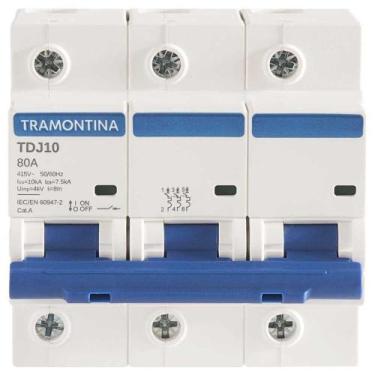 Imagem de Mini Disjuntor Tramontina 3 Polos 80 A Curva C Para Instalações Elétri