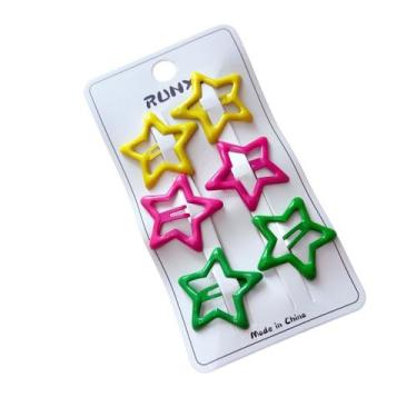 Imagem de Kit Presilhas Tic Tac de Estrela Coloridas  6 Unidades - - Pistache Ac