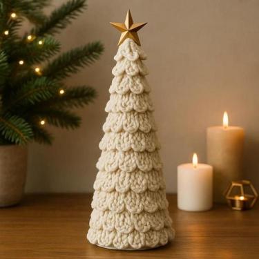 Imagem de Árvore Natal Decorativa Branca Estrela Enfeite Perfeitas para Mesa ou 