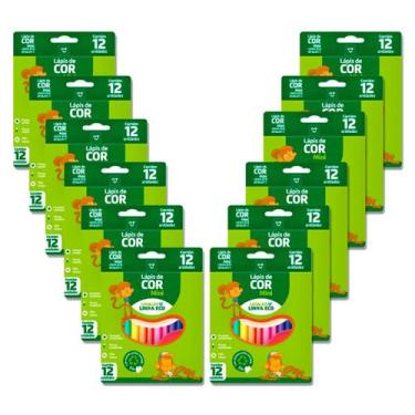 Imagem de Mini lápis de cor sextavado com 12 cores, kit com 12 caixas - Leo & Le