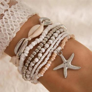 Imagem de Conjunto De Pulseiras Boêmias Femininas Com Conchas, 7 Peças, Pingente