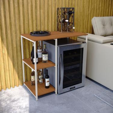 Imagem de Adega para Cervejeira Dkadi Decor 3 Prateleiras Metal e MDP 90.5CM Canela e Branco Kappesberg