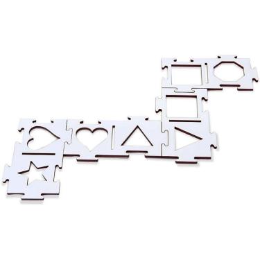 Imagem de Jogo Educativo Dominó Percepção Tátil Vazado 28 Peças em MDF Carlu Brinquedos