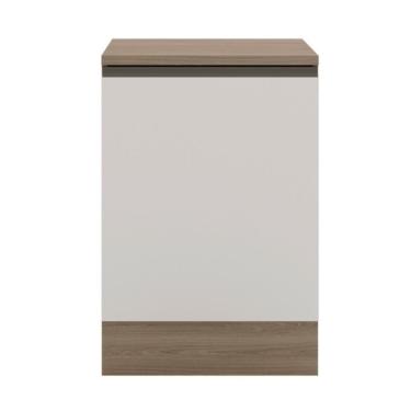 Imagem de Balcão com Tampo Etna 12539P 1 Porta 1 Prateleira MDP e MDF 58CM Off White Poliman Móveis