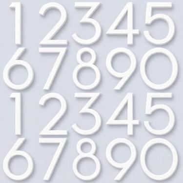 Imagem de Números para caixa de correio Leinuosen em acrílico branco 7,5 cm, 20 