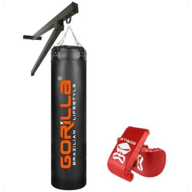 Imagem de Saco De Pancada 160 Cm + Luva + Suporte Parede - Gorilla, Vermelho, ún