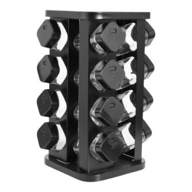 Imagem de Porta Condimentos Giratório Preto Com 16 Potes De Vidro - Tesla Store