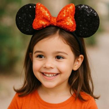 Imagem de Tiara Laço Vermelho Orelhas Minnie Mouse Lantejoulas - Taimes