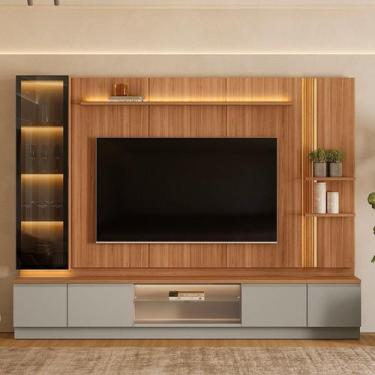 Imagem de Estante para TV Modular com Cristaleira LED 290x220cm para TV até 75 P