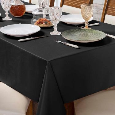 Imagem de Toalha de Mesa Lisa Térmica Impermeável em Policloreto de Vinila e Polietileno 140CM X 140CM 1 Peça Preto Clara Luz