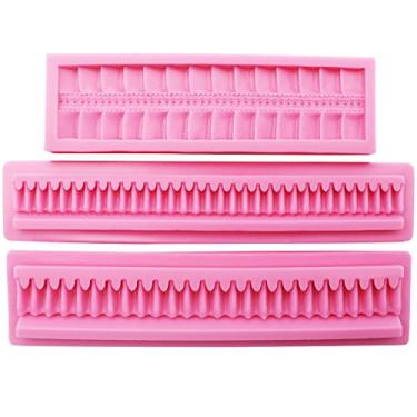 Imagem de Funshowcase Molde de silicone para fondant com borda de bolo, conjunto de 7,6 cm, para topo de cupcake, argila de polímero, projetos de artesanato de cera de sabão