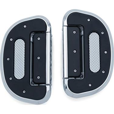 Imagem de Kuryakyn 7045 Componente de controle de pé de motocicleta: Placas dobráveis de indústria pesada para tábuas de piso de motorista ou passageiro, cromado, 1 par