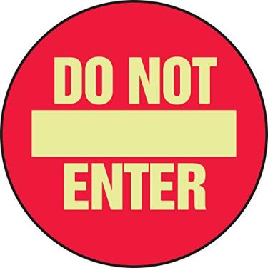 Imagem de Accuform MFS766 Slip-Gard Lumi-Glow Flex Adesivo Vinil Placa de Piso Redonda, Legenda "NÃO Enter", 43 cm de diâmetro, brilha em Vermelho