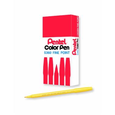 Imagem de Pentel Caneta colorida de arte, amarelo, caixa com 12 (S360-122)