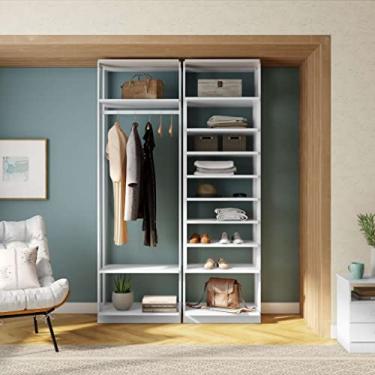 Imagem de Conjunto com Guarda-Roupa Closet Cabideiro e Guarda-Roupa Closet Prateleiras Clothes Branco