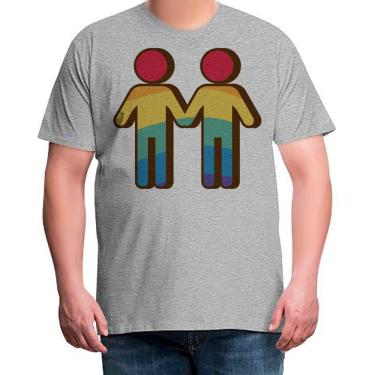 Imagem de Camiseta Masculina Plus Size Casal Lgbt Colorida