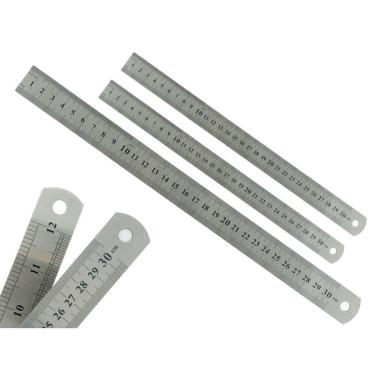 Imagem de Kit 3 Réguas Metal Leve Aço Inoxidável 30cm