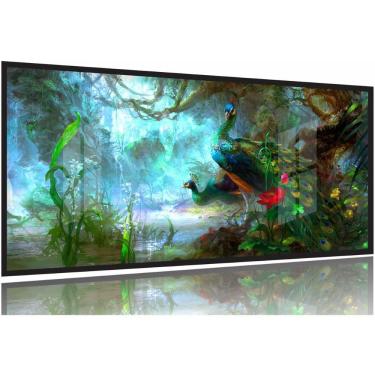 Imagem de Quadro Paisagem Artístico Pavão 130x60 Moldura Preta 2x2