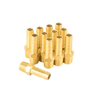 Imagem de SUNGATOR Pacote com 12 conexões de mangueira de ar, NPT de 1/4" para farpa de 3/8", adaptador de mangueira de farpa, conexões de tubulação de latão macho rosca