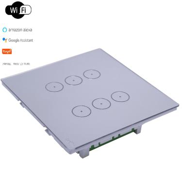Imagem de Interruptor Touch Wi-Fi Tok Glass 6 Botões Prata 4X4 Lumenx