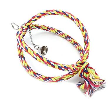 Imagem de Pssopp Brinquedos de balanço de pássaros, anel de pássaro periquito brinquedo corda de algodão anel circular de aço inoxidável para pet escalada swing