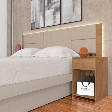 Imagem de Cabeceira Estofada Para Cama Queen Dubai Com Led Car/beg- M. Arapongas