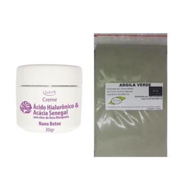 Imagem de Argila Pura Verde 500G E Creme Nano Botox Ác. Hialurônico