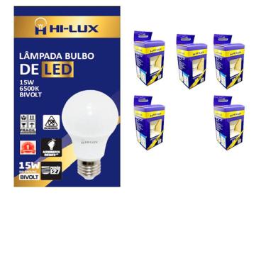 Imagem de Kit 05 Lampadas De Led 15W 6500K E27