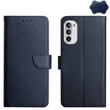 Imagem de For Motorola Moto G52 Genuine Leather Fingerprint-proof Horizontal Flip Phone Case