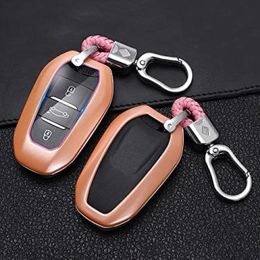 Imagem de CSHU Porta-chaves do carro capa porta-chaves Porta-chaves com anel, adequado para Peugeot 208 DS3 para Citroen C4 C5 X7 C4L C6 C3-XR 3008 4008, laranja
