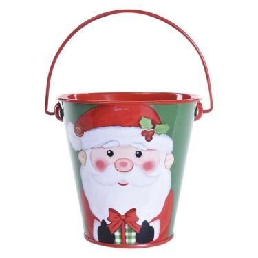 Imagem de Balde Pequeno De Metal Com Papai Noel 11x11x11cm 1113779
