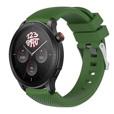 Imagem de Pulseira de Silicone marca 123smart compativel com GTR4 GTR 4 A2166 / GTR3 A1971 / GTR 3 Pro A2040 / GTR 2 A1952 / GTR 2e A2023 / Stratos 2 / Stratos 3 - Verde Militar