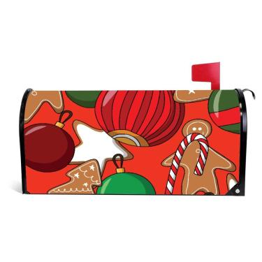 Imagem de Vantaso Capas de caixa de correio magnéticas bolas de biscoito de gengibre de natal adesivos de caixa de correio capa de poste decoração 52,6 x 45,8 cm