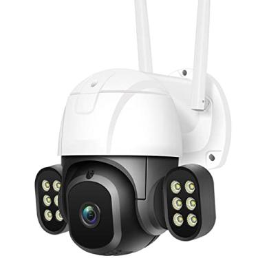 Imagem de Câmera de segurança PTZ de 5MP ao ar livre FHD Câmera IP WiFi com detecção humanóide, rastreamento automático, visão noturna colorida, áudio bidirecional, à prova d'água