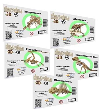 Lote com 12 un do Quebra Cabeça 3D Dinossauro Velociraptor - 41