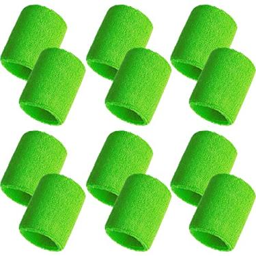 Imagem de Bememo Pacote com 12 bandanas esportivas pulseira de algodão para homens e mulheres, bom para tênis, basquete, corrida, academia, malhar (verde)