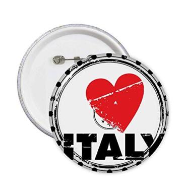 Imagem de I Love Italy Palavra Amor Coração Círculo Alfinetes Emblema Botão Decoração 5 peças