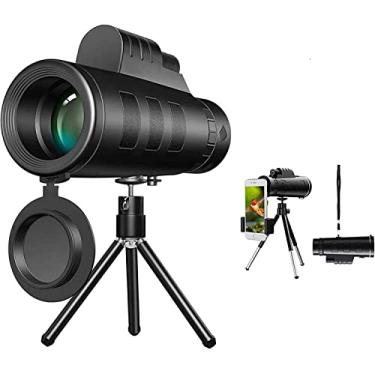 Imagem de Telescópios monoculares 40x60 prisma monocular HD de alta potência para observação de pássaros, vida selvagem, viagens, concertos, jogos esportivos, presentes para adultos com adaptador de t